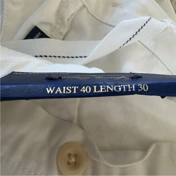 NWT Polo‎ Ralph Lauren White CottonVarsity Pants Men’s Size 40X30